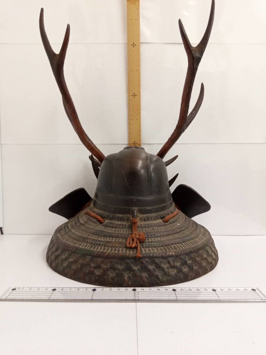 兜 年代物 骨董 山中鹿之介 武将 やや傷や汚れあり】K 【兜飾り】山中