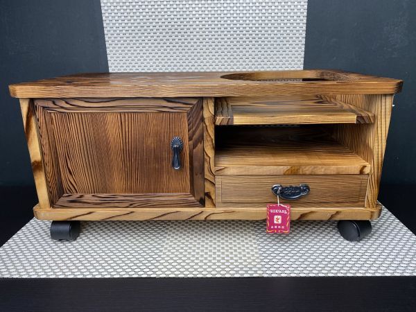 昭和レトロ カリモク 木製 階段型 お座敷ワゴン ポットワゴン