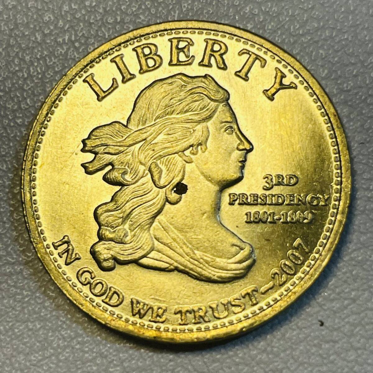 【目立った傷や汚れなし】アメリカ 硬貨 古銭 第3代大統領 2007年 トマス・ジェファソン 記念碑 モンティチェロ リバティ 記念幣