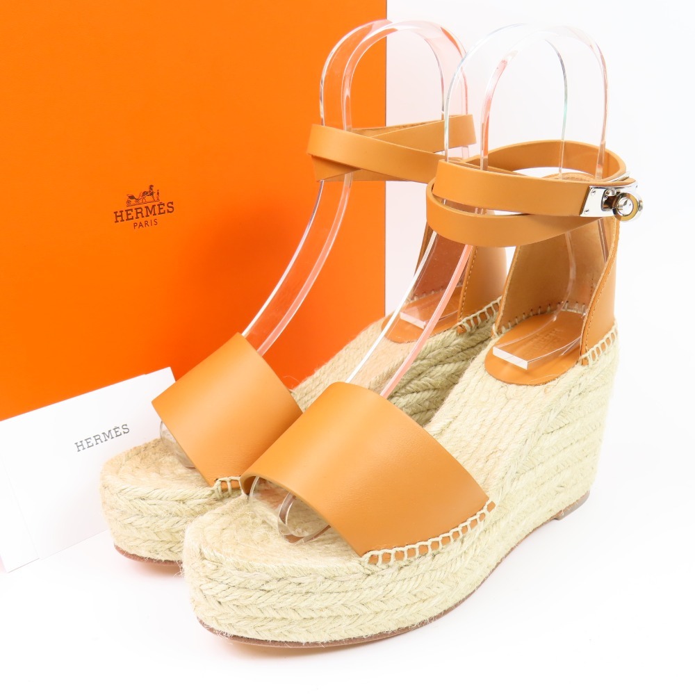 エルメス【極美品】37　サンダル　24cm　ブラック　ティボリ　エスパドリーユ エルメス【極美品】37 サンダル 24cm ブラック ティボリ