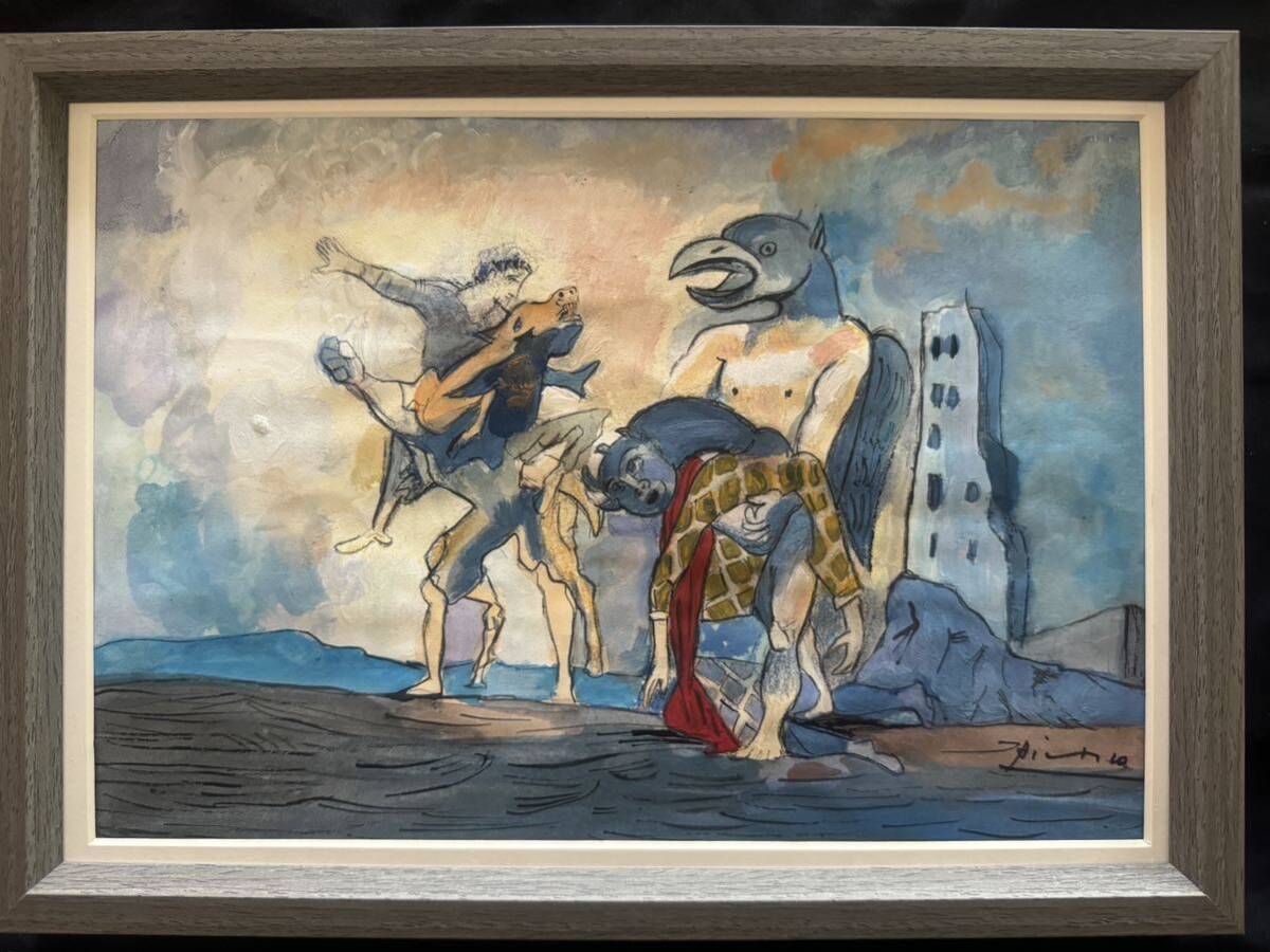 中古品 パブロ・ピカソ 額装済陶版画 pablo picasso marigold