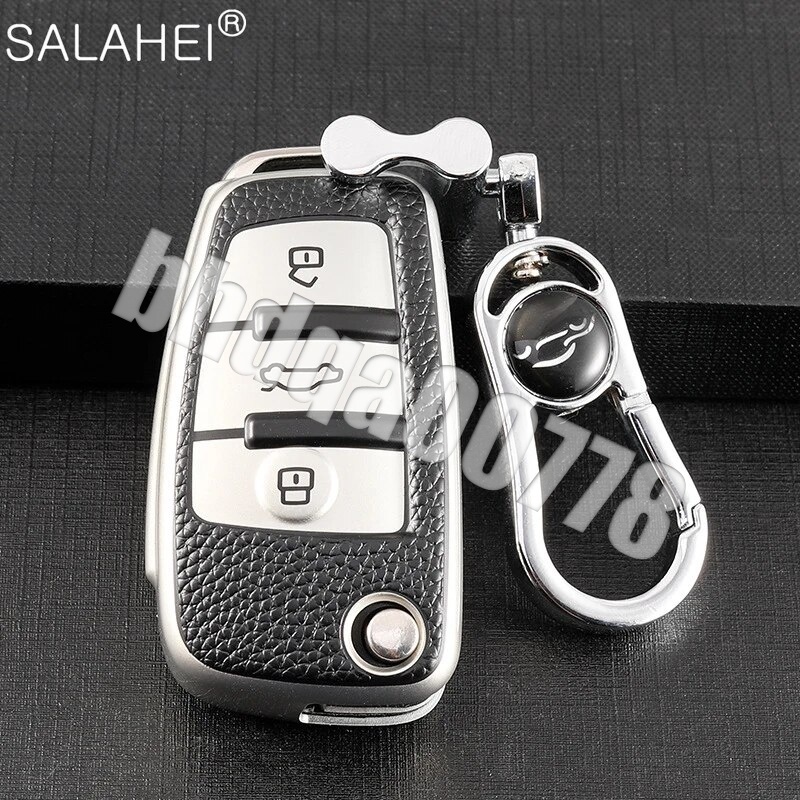 Happyit Custodie di Copertura Della Chiave Dell'auto in Lega di Zinco per Audi A1 A3 A6 Q2 Q3 Q7 TT TTS R8 S3 S6 RS3 RS6 3 Pulsanti Guscio Pieghevole del Telecomando