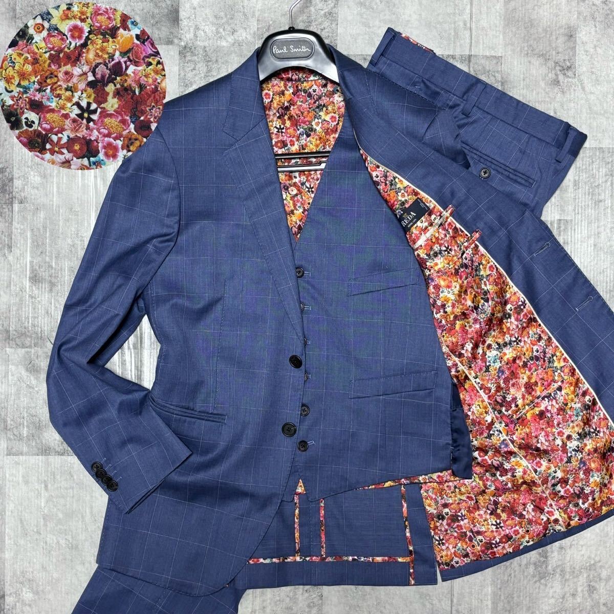 高級ゼニア生地使用】Paul Smith ブラウンセットアップ裏地ボルドー