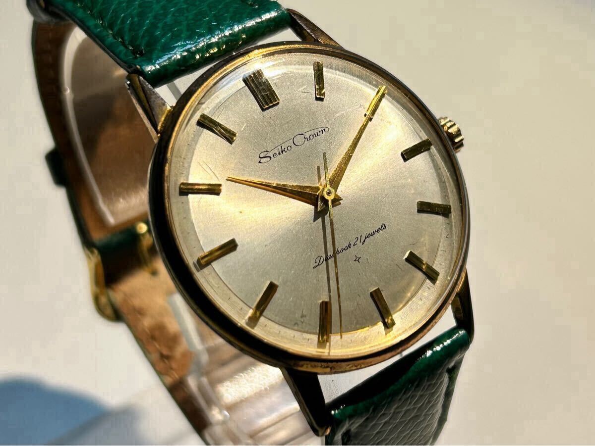 SEIKO CROWN スペシャル23石 手巻き時計 ホワイト文字盤 総金張