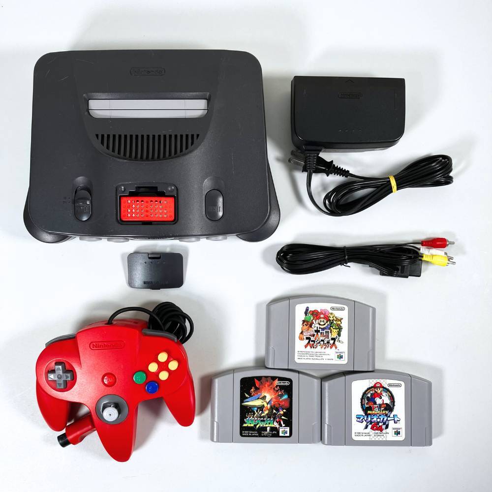 クリアレッド NINTENDO64 本体とコントローラー ソフト1本付き