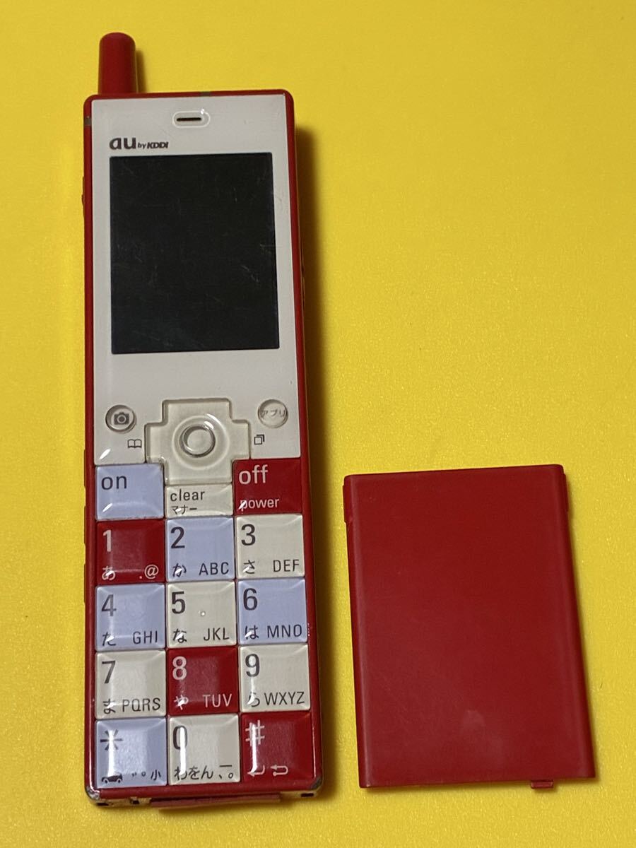 中古】B4010▽ au KDDI 初代 INFOBAR ニシキゴイ 赤 本体 ケータイ