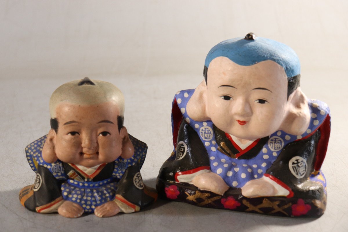 福助 2体セット おじぎ お辞儀 オブジェ 福助人形 置物 貯金箱 縁起物