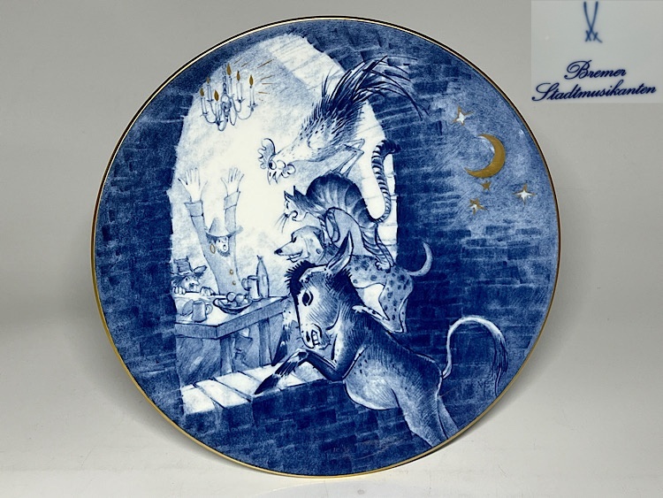 マイセン ブレーメンの音楽隊 | Meissen MEISSEN 陶板画 陶板 青の