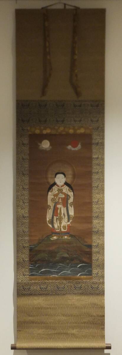 古版画『神仏画』まくり 木版彩色/国常立尊 大己貴命 少彦名命 天照皇