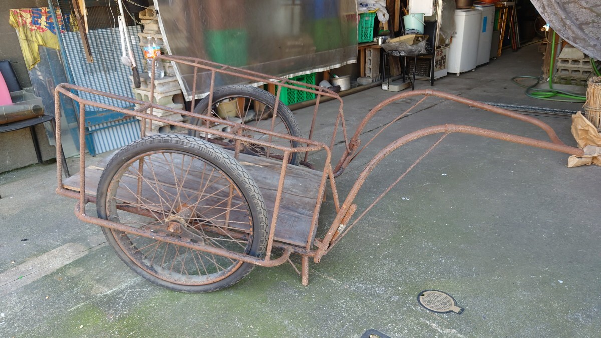 ◇リヤカー /昭和レトロ/手押し運搬車/農用運搬車/荷車/運搬車 全長