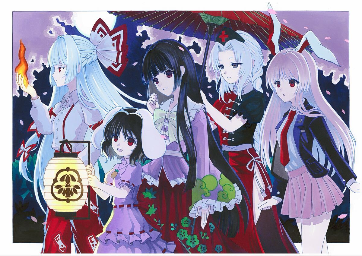 新品】【Rinka】 蓬莱山輝夜 同人手描きイラスト 東方Project A4の落札