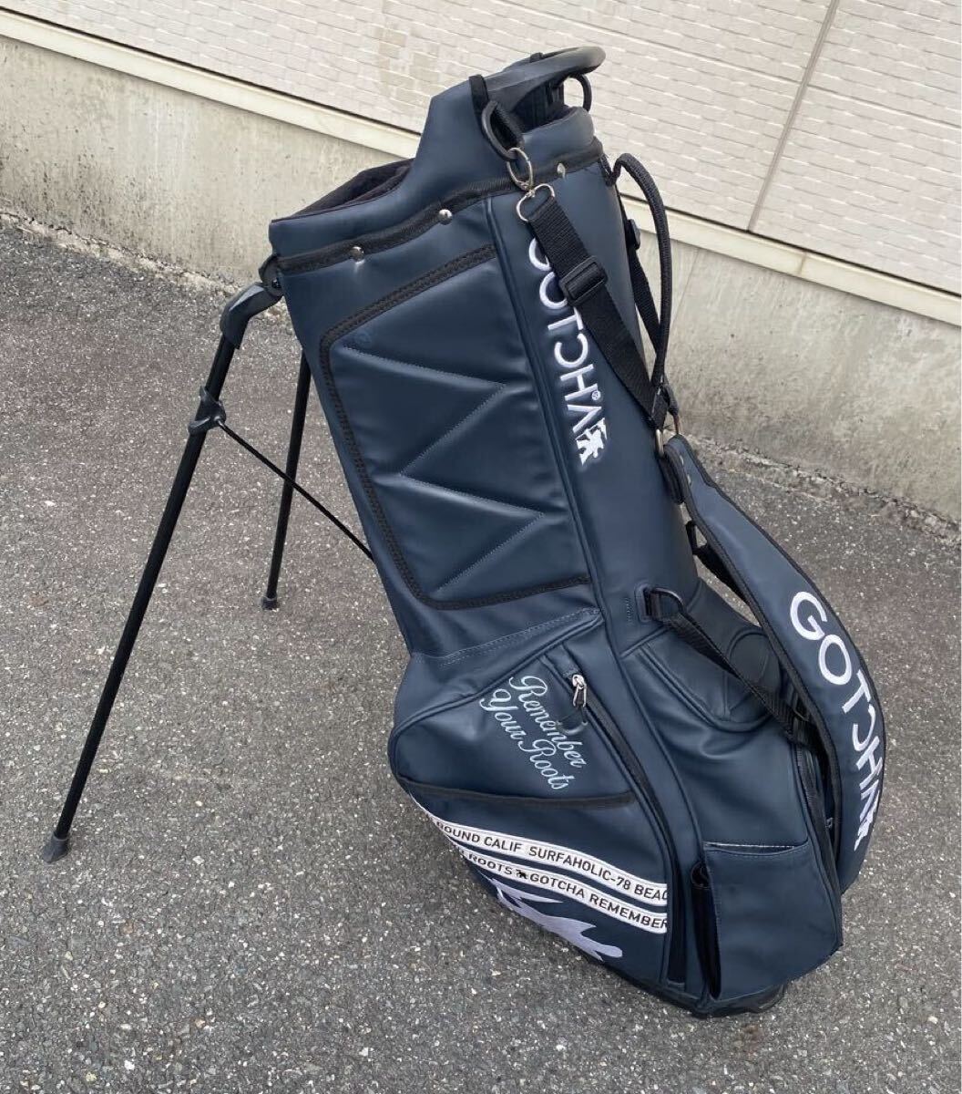 Gotcha Golf スタンド付きゴルフバッグ ブラック 1円】GOTCHA ガッチャ スタンドキャディバッグ ブラック系 口数7分割 9