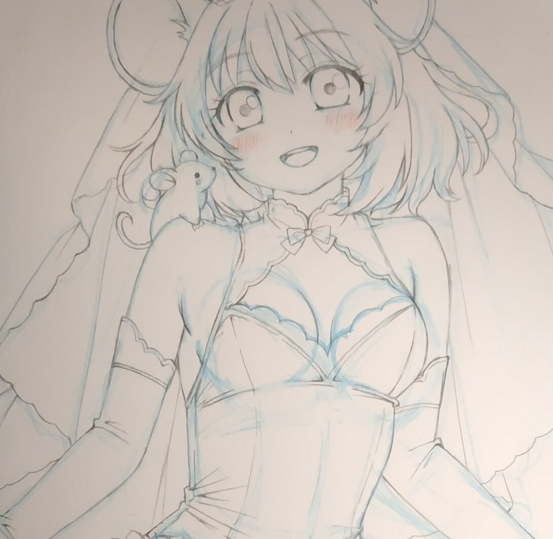 手描き】東方Project 魔理沙 ウェディングドレス 同人イラストの落札