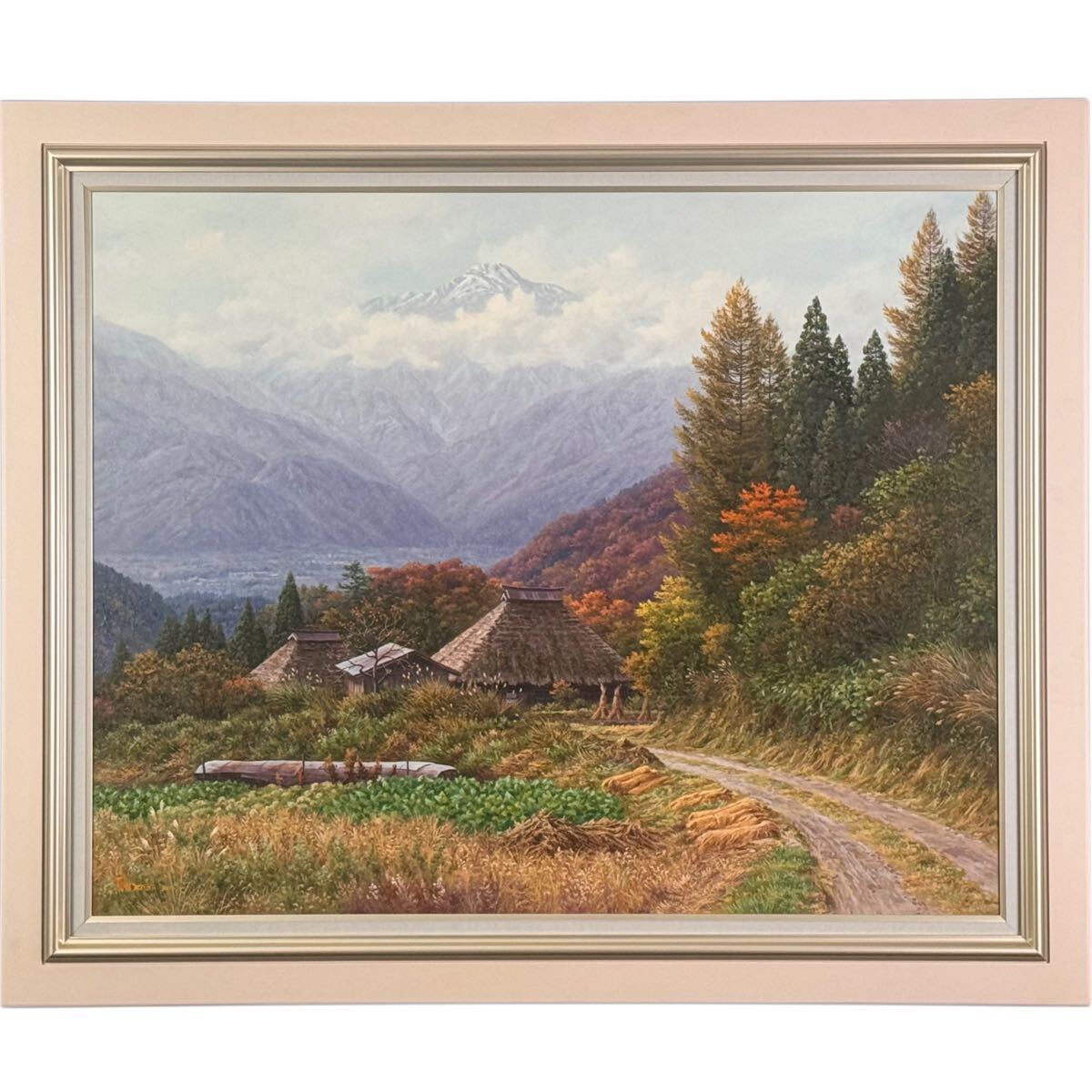 新品】□油彩画 □油絵 □風景画 □長野県白馬村 □F6号 [ 五月の白馬