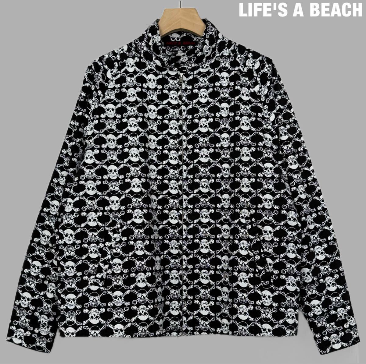 80's LIFE'S A BEACH スカル 総柄 ショートパンツ サーフパンツ