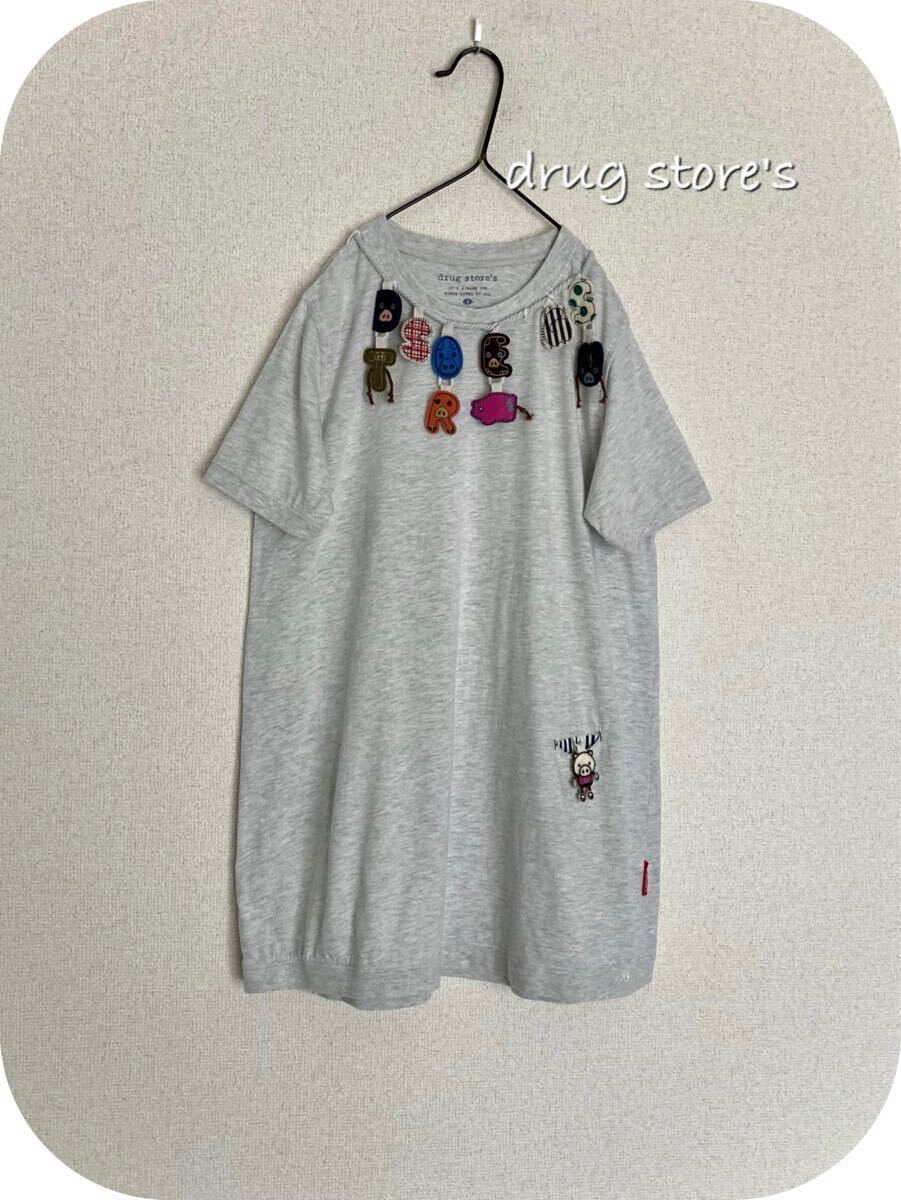 ☆即決☆Drug store's 半袖Tシャツ 赤 F ロゴ イラスト ドラッグ
