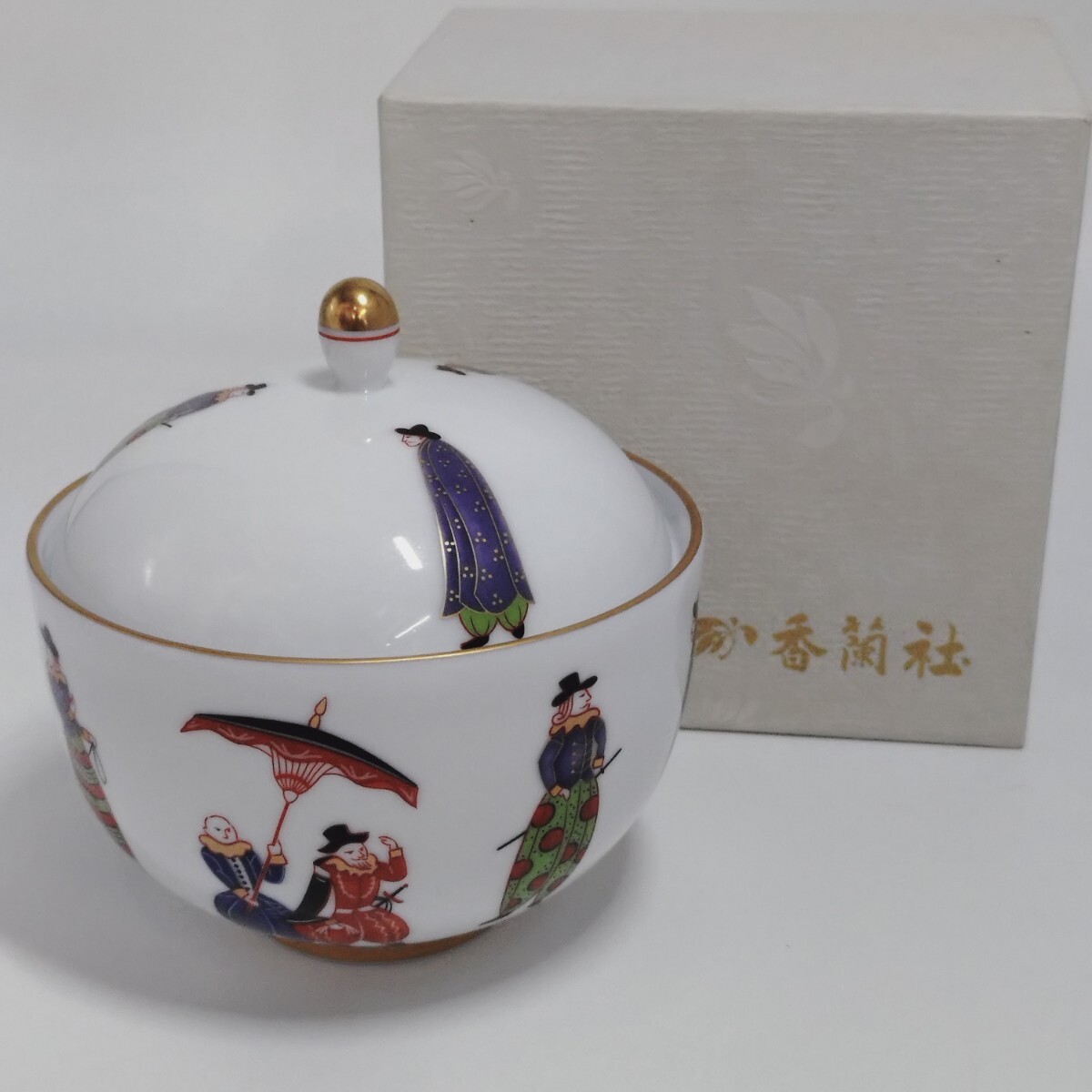 新品】秋篠宮家紋 小皿 香蘭社 共箱（ボンボニエール、下賜、菊紋、御