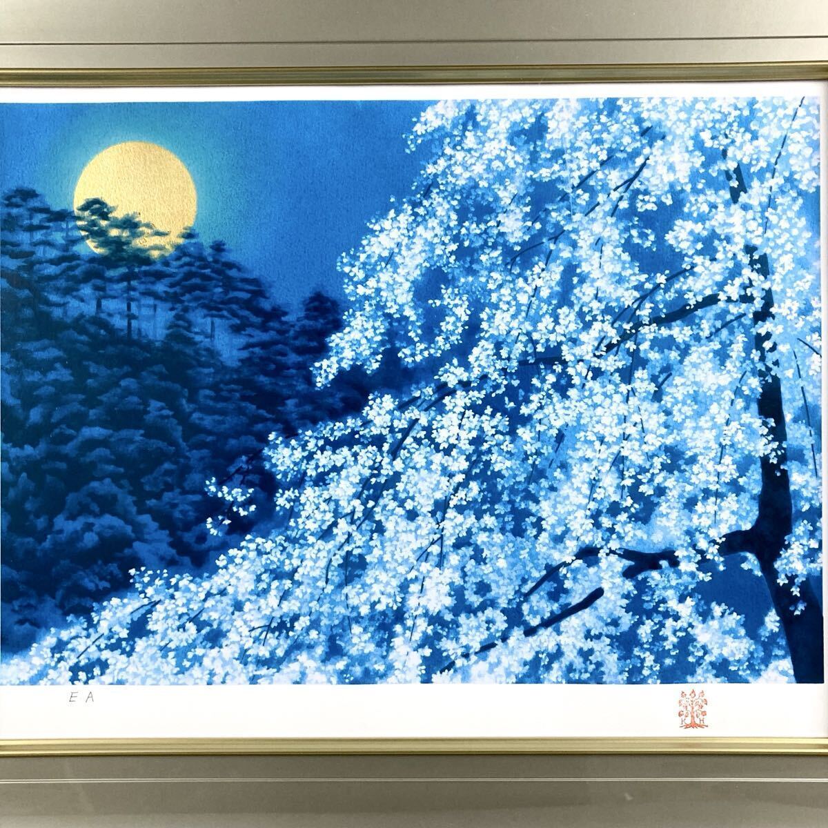 東山魁夷 】 模写 風景 『 朝日 富士山 』 肉筆 サイン 額縁付きの落札