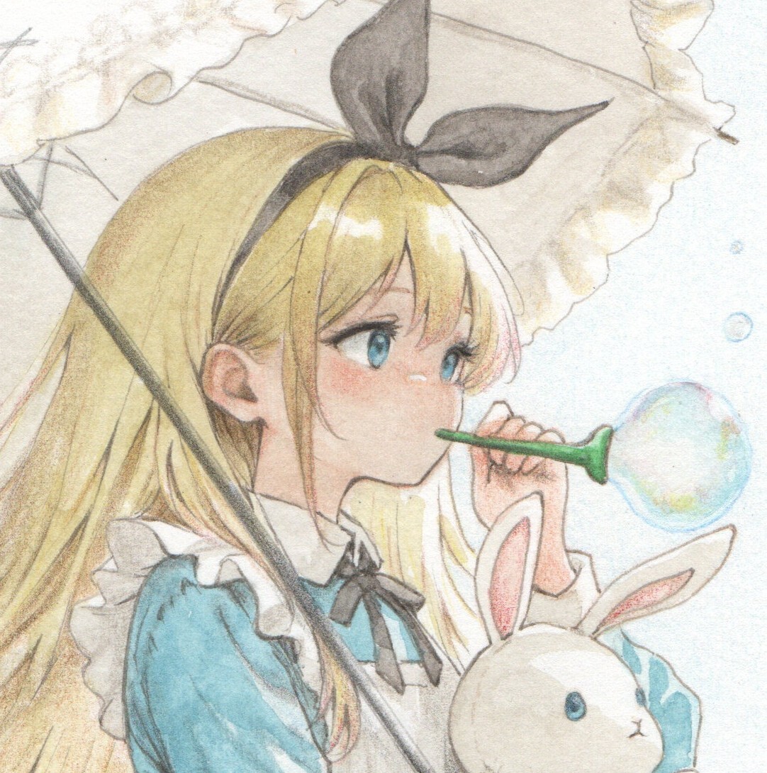 新品】◇手描きイラスト「不思議の国のアリス(白うさぎの家