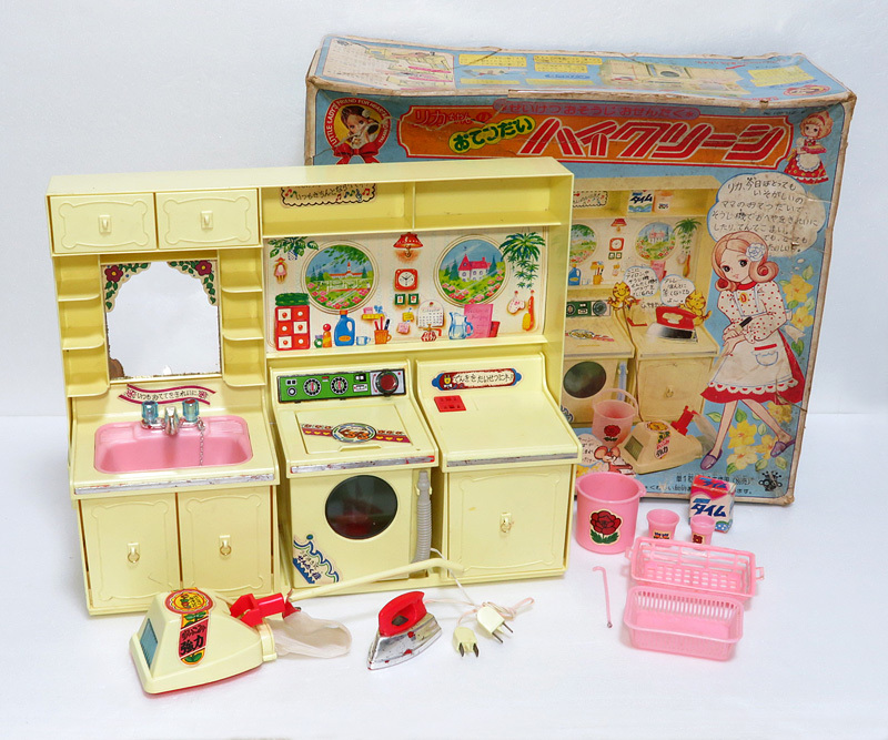 当時物 旧タカラ リカちゃん おてつだいキッチン 白い白い家具 ワン