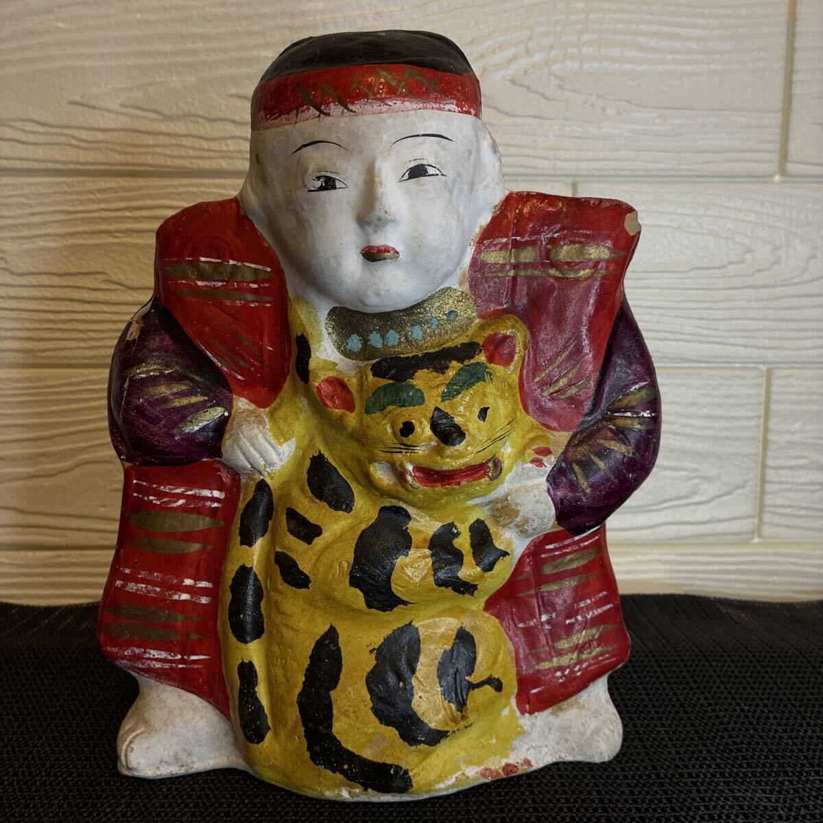 中古】☆骨☆鬼の寒念仏 万兵作 大型39㎝☆陶器人形☆大津絵 郷土人形