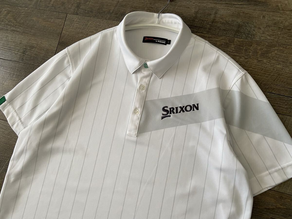 SRIXON LEXUS スリクソン レクサス ポロシャツ 白 ストライプ柄 Mの