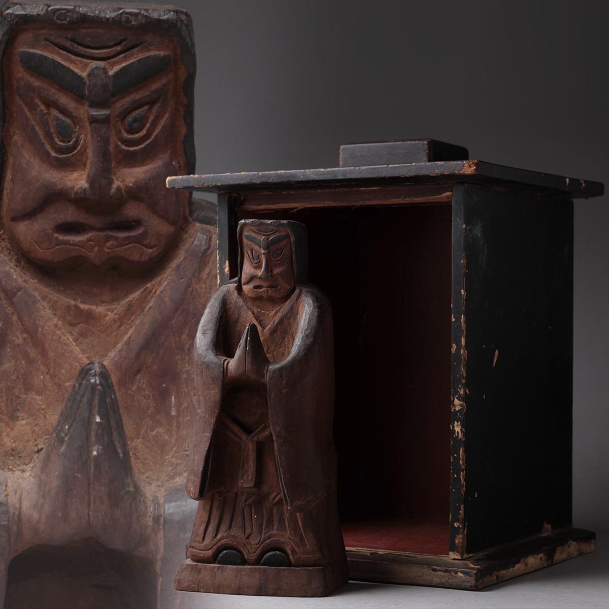 中古】江戸期 鬼子母神様 寺院所持品 仏像 お寺 木彫 江戸時代物 厨子