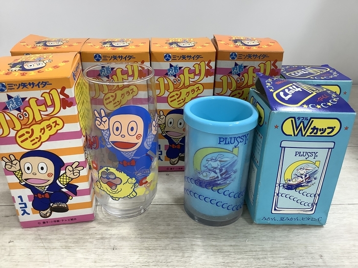 アラレちゃん ドラえもん 忍者ハットリくん グラス 三ツ矢サイダー 昭和レトロ 税込即決 中古品 昭和レトロ 三ツ矢サイダー アニメグラス パーマン