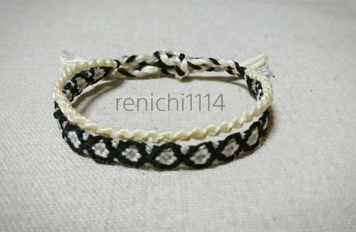 新品 ミサンガ 2連花柄 黒 グレー 白 クリーム色 ブレスレット アンクレット の落札情報詳細 ヤフオク落札価格情報 オークフリー スマートフォン版