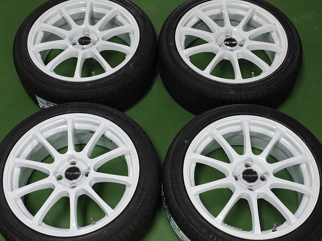 新品】新品 17インチ(7J ＋40 4穴100 ホワイト) タイヤ205/45R17付 4本