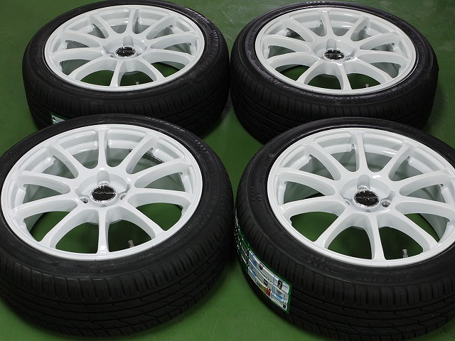 新品】新品 17インチ(7J ＋40 4穴100 ホワイト) タイヤ205/45R17付 4本