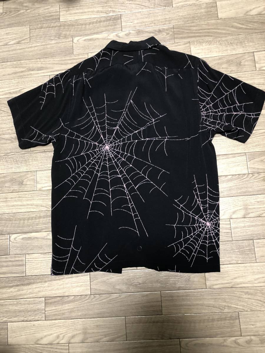 Dry bones ドライボーンズ　スパイダーウェブ 蜘蛛の巣 蜘蛛 シャツ ドライボーンズ アロハシャツ スパイダーウェブ 蜘蛛の巣柄 size S