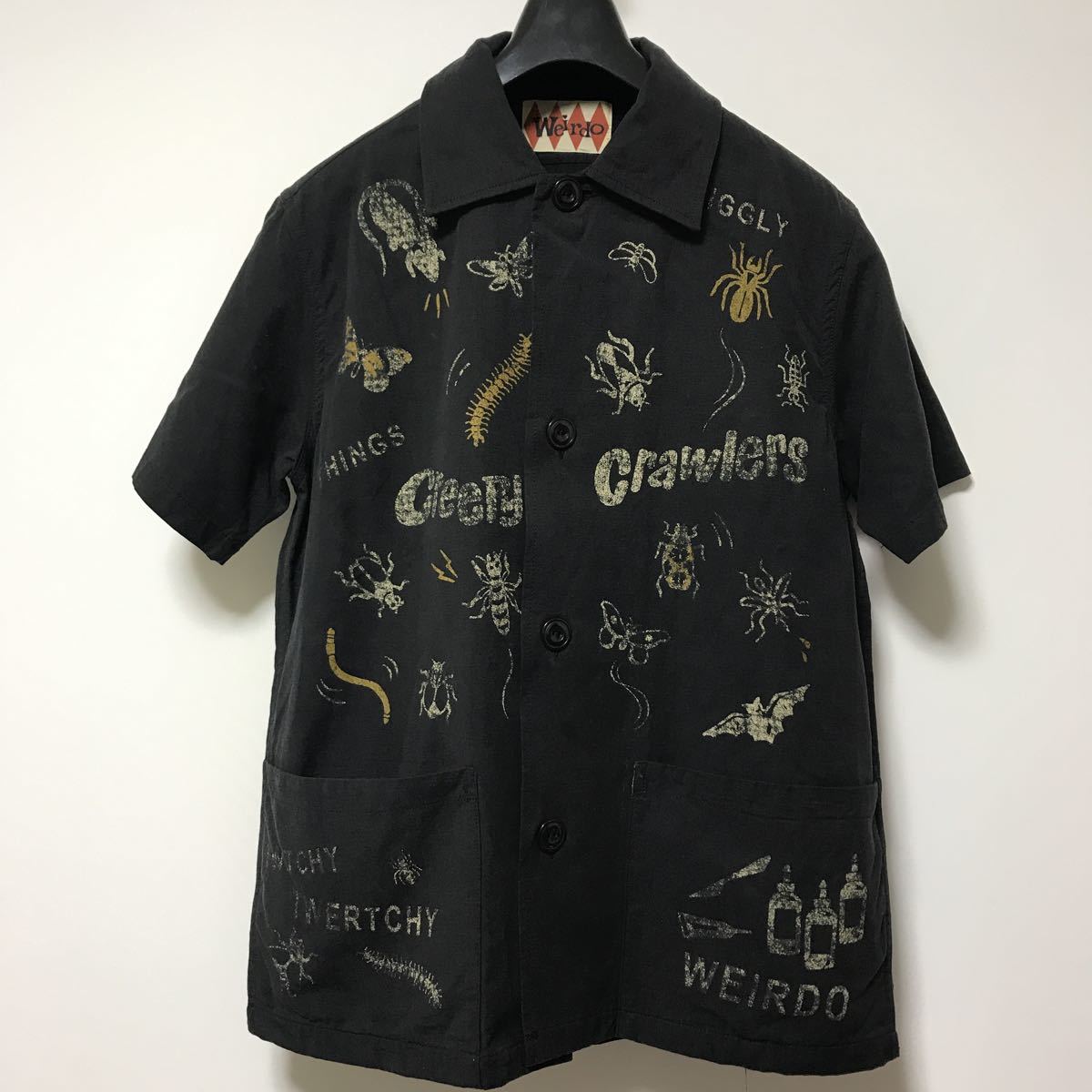 美品 14 SS weirdo 蜘蛛 ムカデ 蜘蛛 アロハ シャツ S ウィアード  