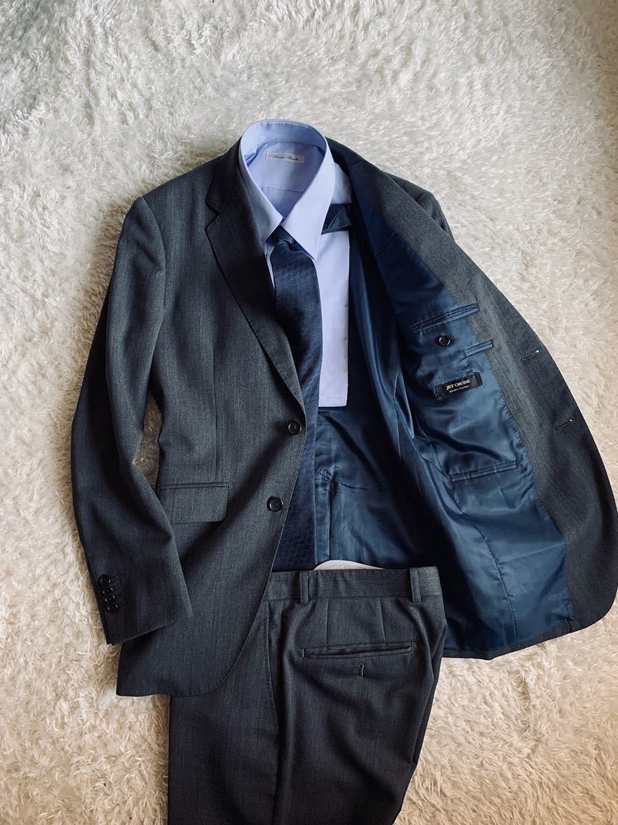 713 超高級 麻布テーラー 人気のワールドトラベラー生地 ストレッチ素材 裏地ブルーカラー 美しいシルエット グレー メンズ スーツ Mサイズ の落札情報詳細 ヤフオク落札価格情報 オークフリー スマートフォン版