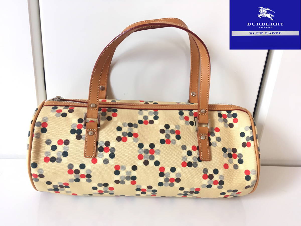 美品バーバリー BURBERRY 超キュートドット柄ハンドバッグ