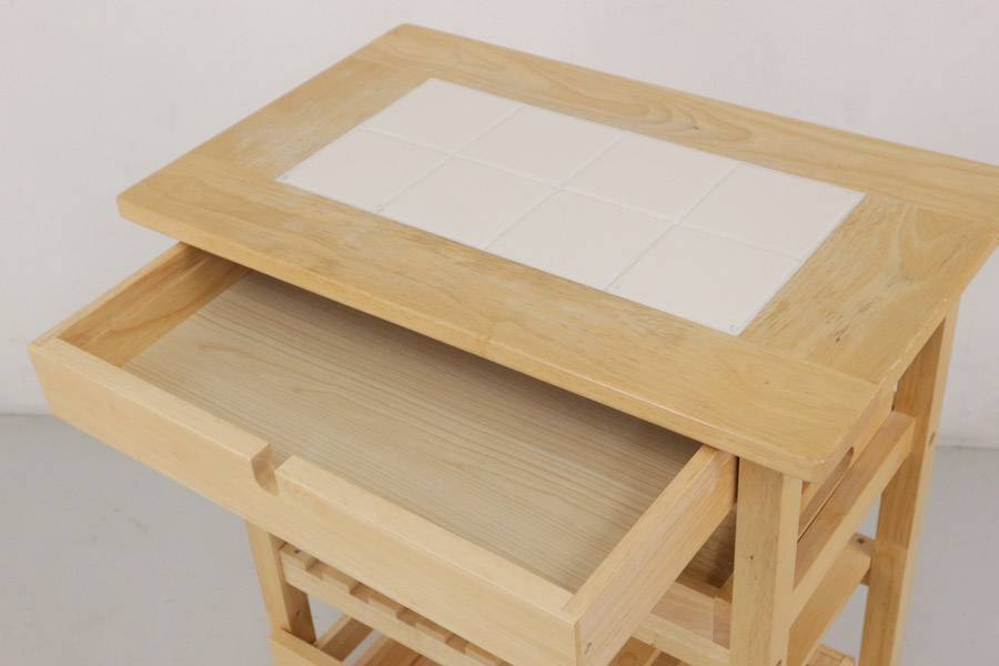 ☆YAMASOROヤマソロ☆タイルトップ キッチンワゴン☆キャスター付き