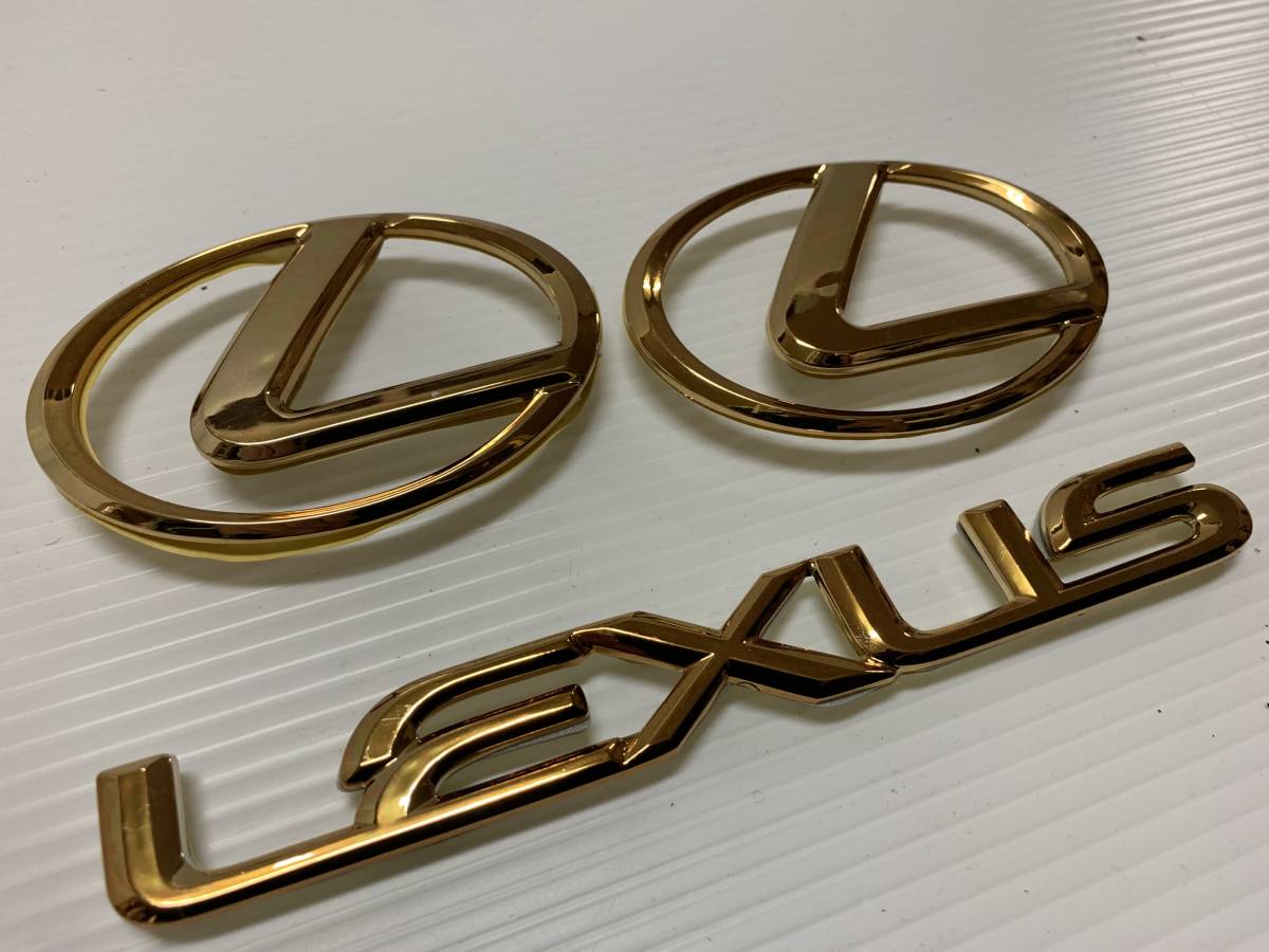 新品】☆激安 LEXUS レクサス ゴールド エンブレム 三点セット☆IS GS