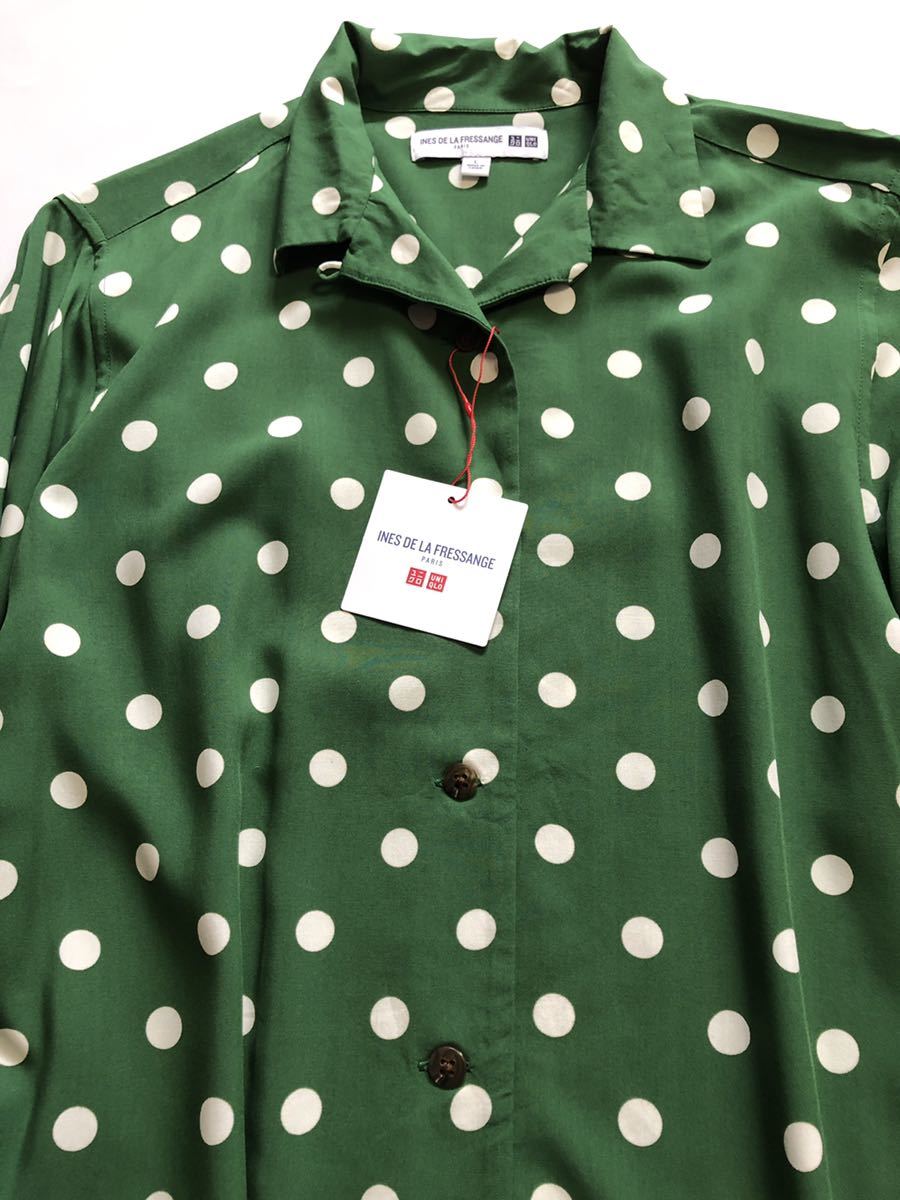 新品 Uniqlo ユニクロ ブラウス 長袖 Lサイズ グリーン 緑 水玉 タグ付き レディース クリックポスト可 W 01 長袖シャツ の落札情報詳細 ヤフオク落札価格情報 オークフリー スマートフォン版
