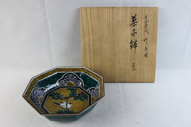 九谷焼色絵りすと葡萄文6.3号銘々皿5客】西田伸也共箱