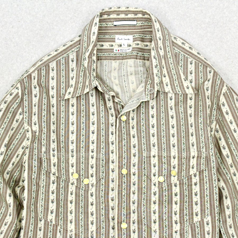 Paul Smith ポールスミスメインライン 長袖 M 花柄ウエスタンシャツ