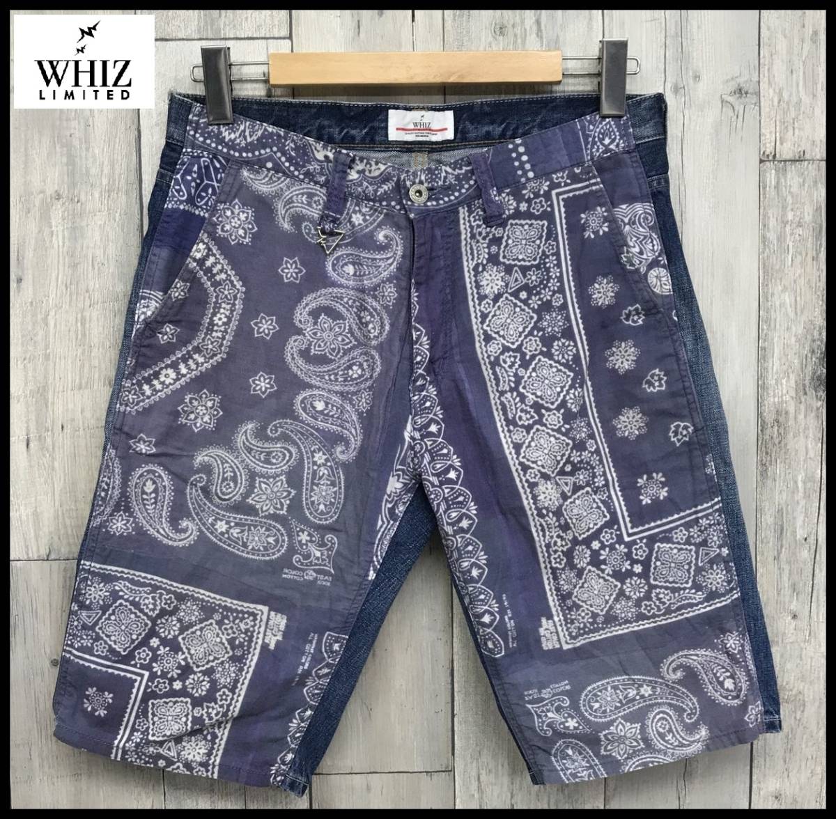 whiz limited ウィズ ボーダー ハーフパンツ エンジ/白 L
