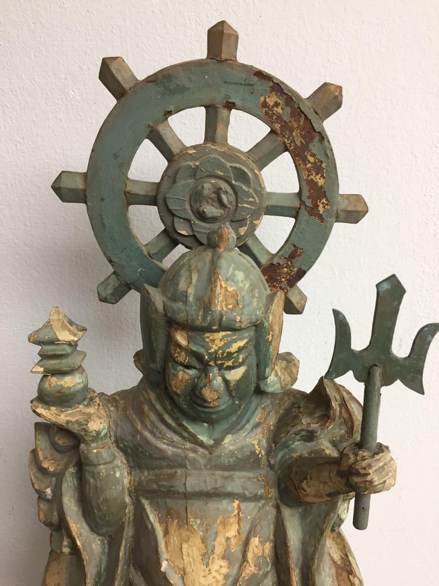 仏教美術 古銅 毘沙門天 仏像 置物 G R4843B 聞き分ける