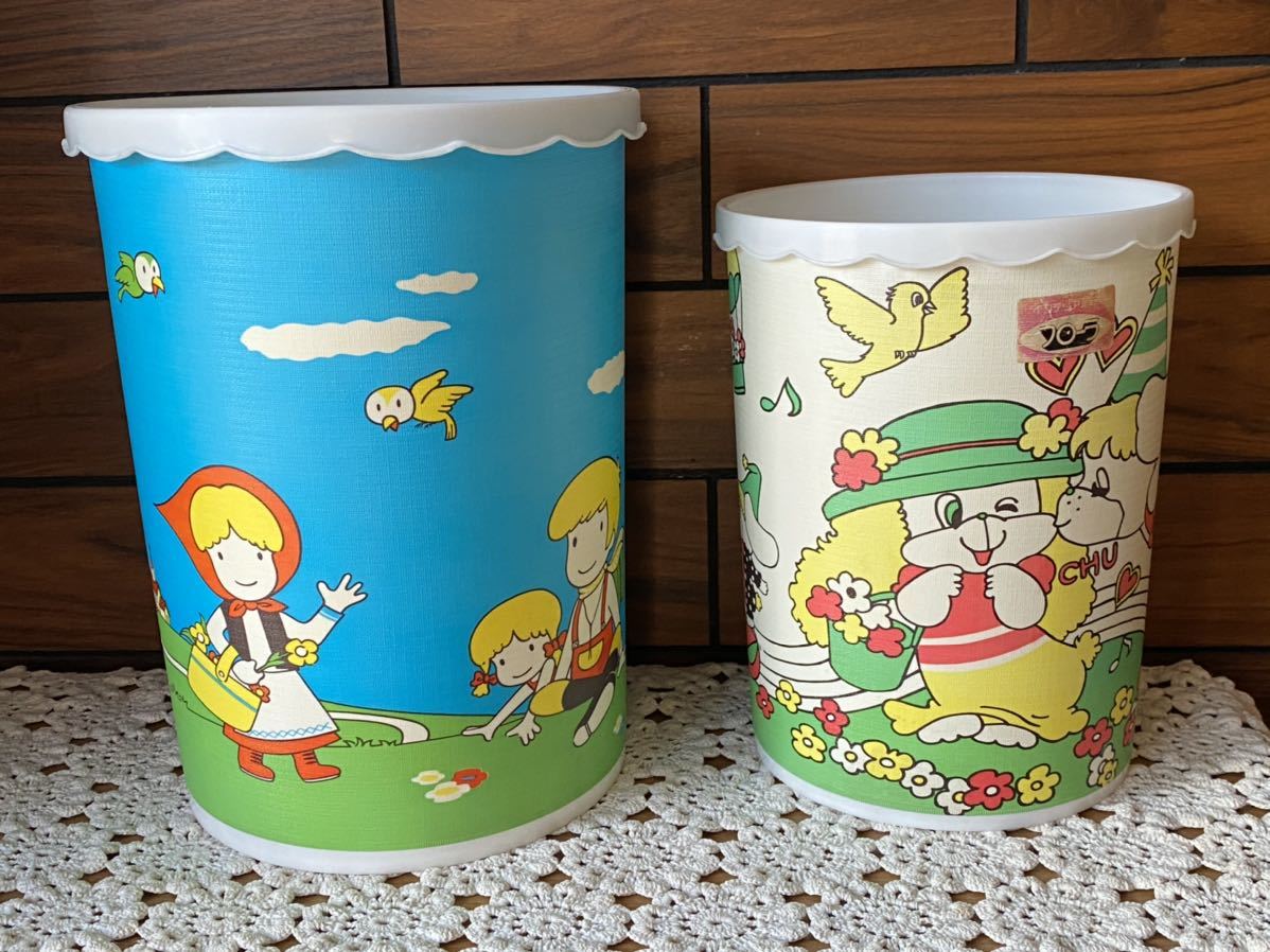 昭和レトロ ポップ ファンシー ゴミ箱 くずかご++女の子 民族衣装 北欧