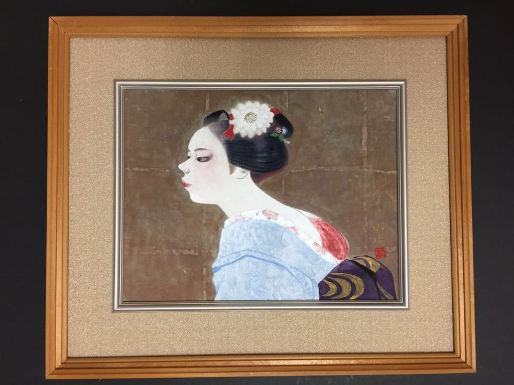 舞妓　絵画　日本画　美人画　夏　京都　大文字　美術品　日本画　インテリア 舞妓 絵画 日本画 美人画 夏 京都 大文字 美術品 日本画