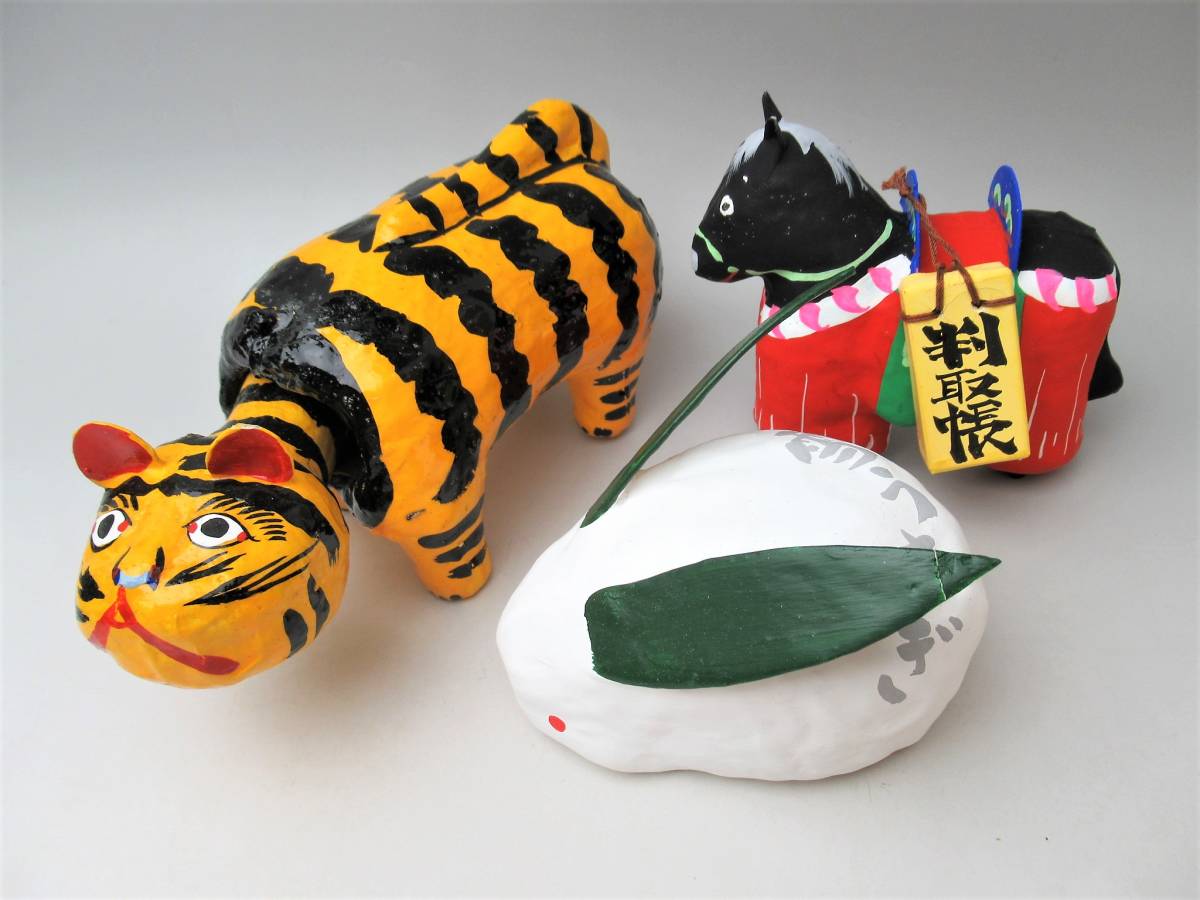 オ 送料無料 ゆうパック 古い張子 いせ辰の馬 仙台の虎張子 首振り 雪うさぎ 3点 まとめて 張子776 の落札情報詳細 ヤフオク落札価格情報 オークフリー スマートフォン版