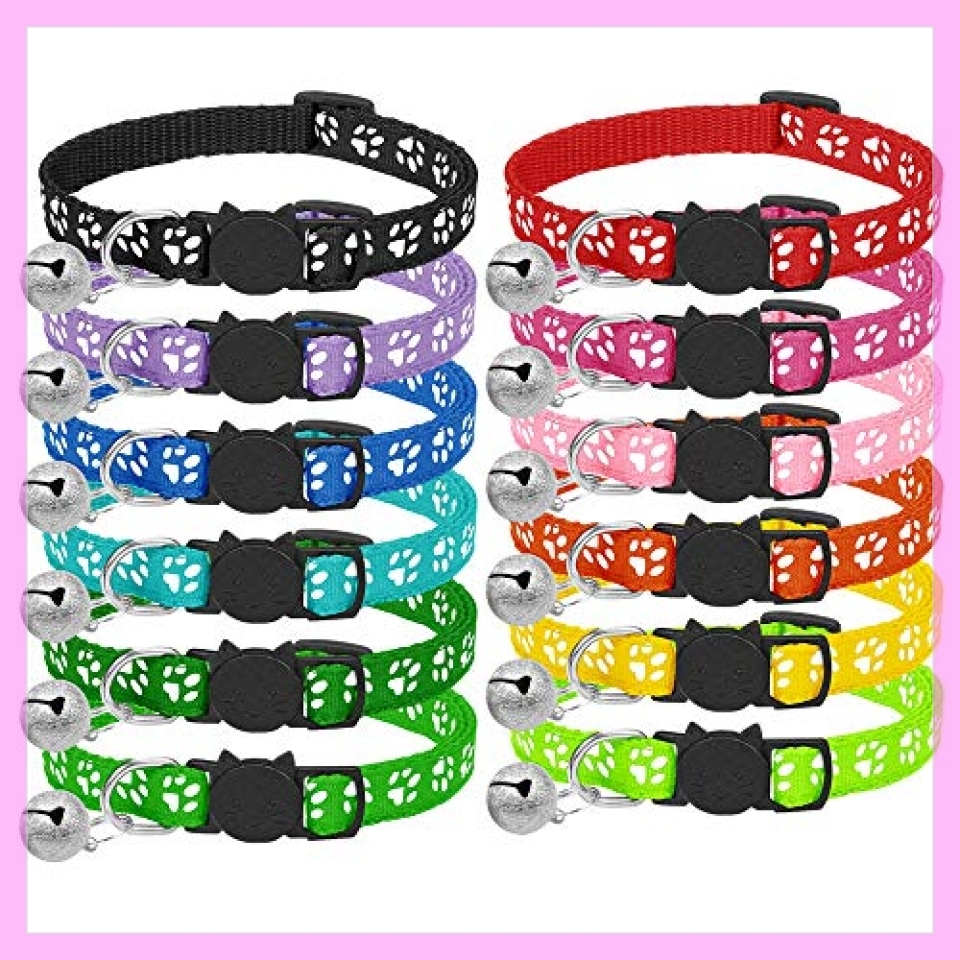 新品 送料無料 Kitolee 猫 首輪 猫用首輪 ネコ 首輪 安全 ベル付き セーフティバックル ペットの足跡パターン 可愛い 超軽量 の落札情報詳細 ヤフオク落札価格情報 オークフリー スマートフォン版