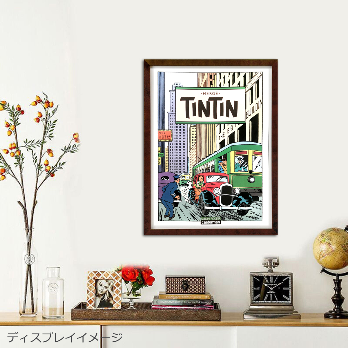 TINTIN コミックアート 木製フレーム TINTIN タンタン 1980年代