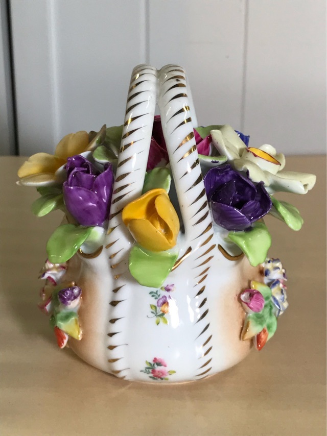 ロイヤルアーデン フラワーバスケット 陶器/陶花/バスケット 小物入れ