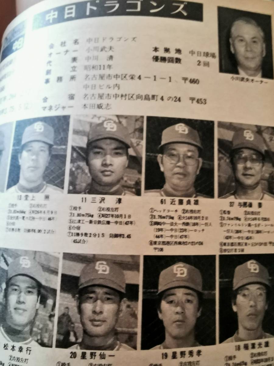 週刊ベースボールマガジン特大号75年プロ野球選手名鑑巨人、王貞治