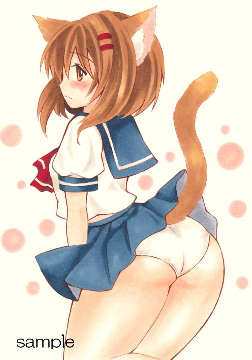 女の子のお尻 手描きイラスト＊オリジナル 猫耳 女の子 セーラー服 お尻の落札情報詳細 - Yahoo!オークション落札価格検索 オークフリー